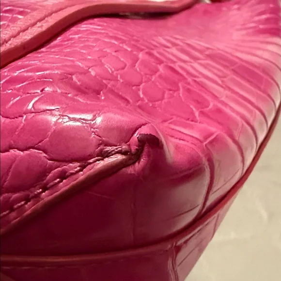 Elizabeth and James Fuchsia Croc-Embossed Tote - Picture 9 of 11